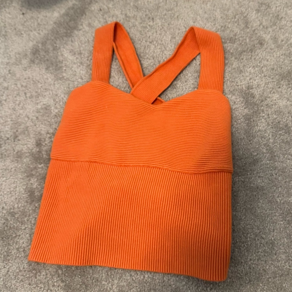 Abercrombie orange knit crisscross strap tank